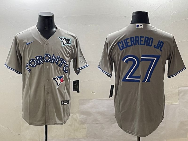 Men Toronto Blue Jays #27 Guerrero jr Grey Game 2025 Nike MLB Jersey style 3